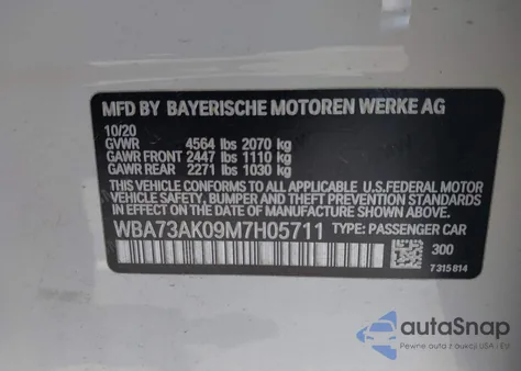 2021 BMW 228I Gran Coupe xDrive z USA, uszkodzony, nr VIN WBA73AK09M7H05711